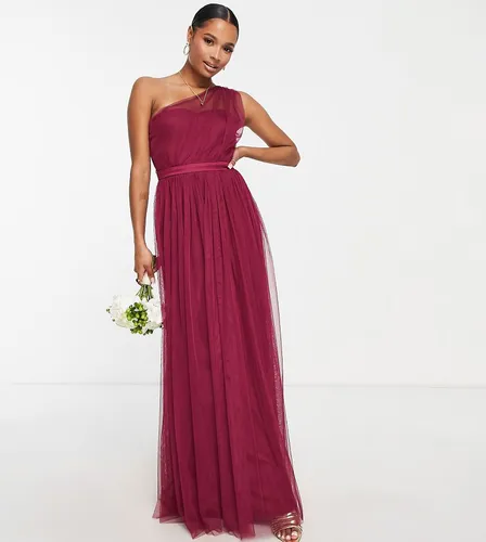 L'invitée - Robe longue asymétrique en tulle - prune - Anaya Petite - Modalova