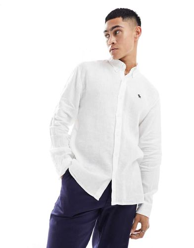 Chemise coupe décontractée à logo en lin - Abercrombie & Fitch - Modalova