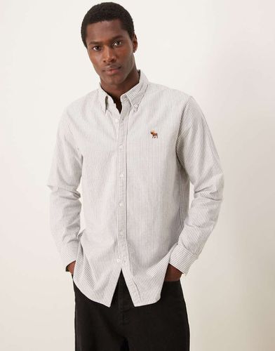 Chemise Oxford à rayures avec logo emblématique - Abercrombie & Fitch - Modalova