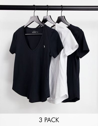 Lot de 3 t-shirts col en V avec manches courtes et logo - Abercrombie & Fitch - Modalova