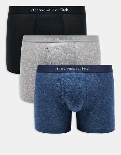 Lot de 3 boxers avec taille à logo ton sur ton - Gris, bleu et noir - Abercrombie & Fitch - Modalova