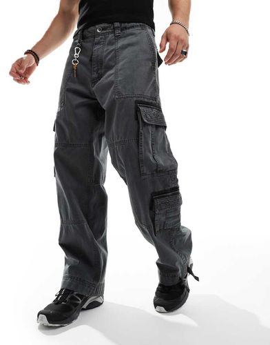 Pantalon cargo fonctionnel ultra baggy en sergé - Anthracite - Abercrombie & Fitch - Modalova