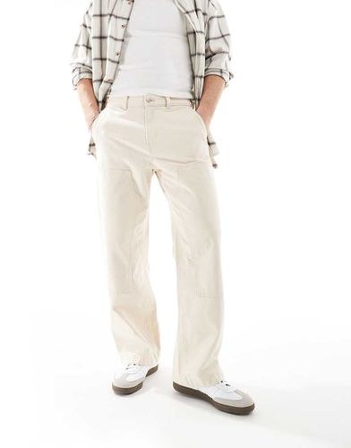 Pantalon de travail coupe baggy en toile - Beige - Abercrombie & Fitch - Modalova