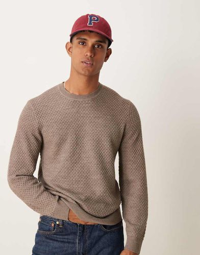 Pull élégant en laine mérinos - Marron chiné - Abercrombie & Fitch - Modalova