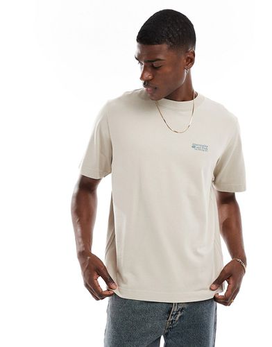 T-shirt épais oversize à petit logo poli - Beige - Abercrombie & Fitch - Modalova