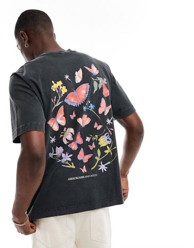 T-shirt oversize imprimé au dos avec logo vintage - délavé - Abercrombie & Fitch - Modalova