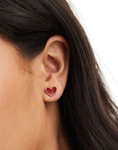 Boucles d'oreilles avec caurs rouges en émail - Accessorize - Modalova
