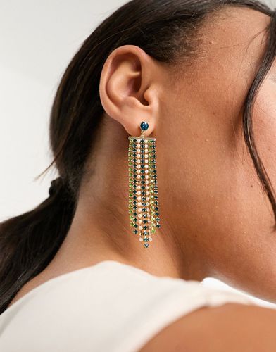 Boucles d'oreilles effet cascade serties de perles et de cristaux - Bleu sarcelle - Accessorize - Modalova