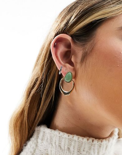 Boucles d'oreilles heurtoir ornées d'une pierre - et vert - Accessorize - Modalova