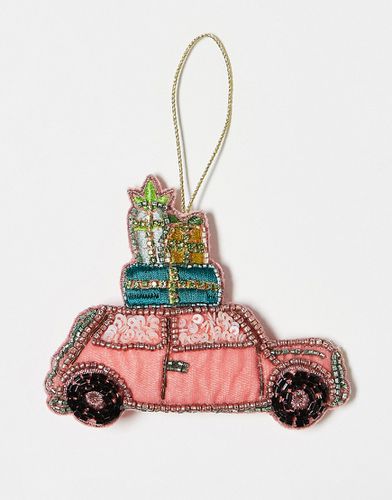 Décoration de sapin de Noël brodée en forme de voiture avec cadeaux - Accessorize - Modalova