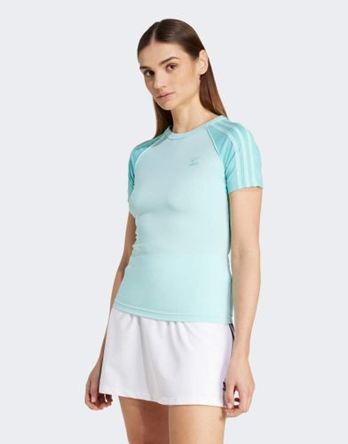 Adicolor - T-shirt ajust  manches raglan et logo 3 bandes - Aigue-marine - Adidas Originals - Modalova