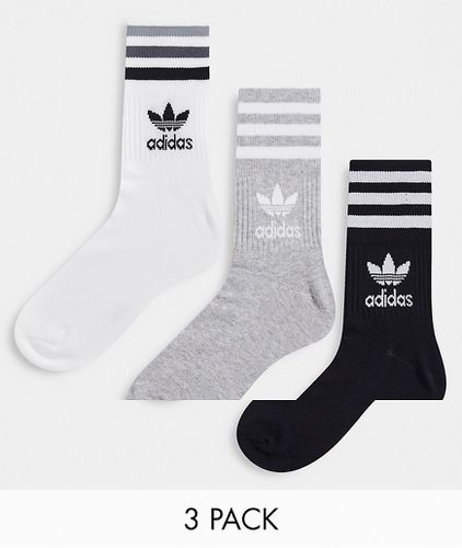 Lot de 3 paires de chaussettes montantes - Blanc, gris et noir - Adidas Originals - Modalova