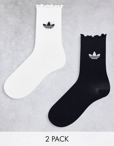 Lot de 2 paires de chaussettes à logo trèfle - Noir et blanc - Adidas Originals - Modalova