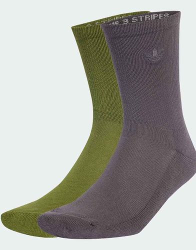 Lot de 2 paires de chaussettes bicolores - Olive et gris stratifi - Adidas Originals - Modalova
