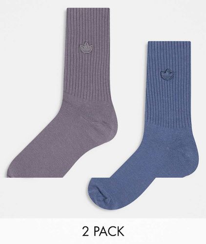 Lot de 2 paires de chaussettes - Bleu et violet - Adidas Originals - Modalova