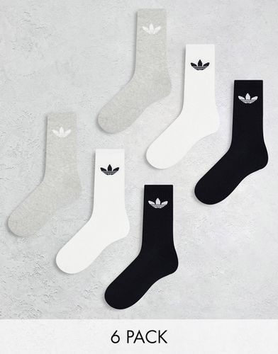 Lot de 6 paires de chaussettes à logo trèfle - , gris et blanc - Adidas Originals - Modalova