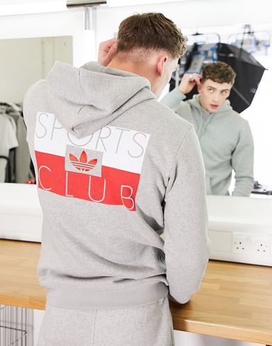 Sports Club - Sweat à capuche avec imprimé au dos - chiné - Adidas Originals - Modalova