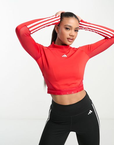 Adidas Training - Hyperglam - Crop top à manches longues avec 3 bandes - Adidas Performance - Modalova