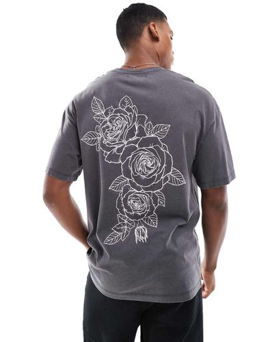 T-shirt oversize avec imprimé rose au dos - foncé - Adpt - Modalova