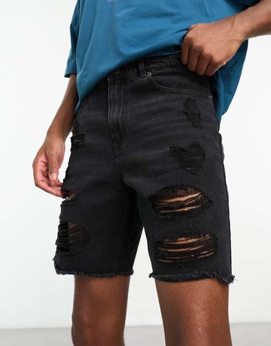 Short en jean ample effet usé - Adpt - Modalova