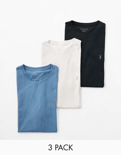 Brace - Lot de 3 t-shirts en coton brossé - Noir, gris et bleu - Allsaints - Modalova