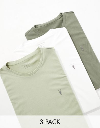 Brace - Lot de 3 t-shirts en coton brossé - Vert - Allsaints - Modalova