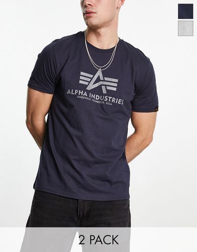 Lot de 2 t-shirts basiques à logo - Gris/bleu marine - Alpha Industries - Modalova
