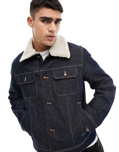 Veste en jean à col en imitation peau de mouton - indigo - Armani Exchange - Modalova