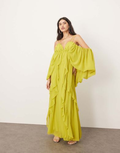 Robe mi-longue  volants et paules nues - Citron - Arrange - Modalova
