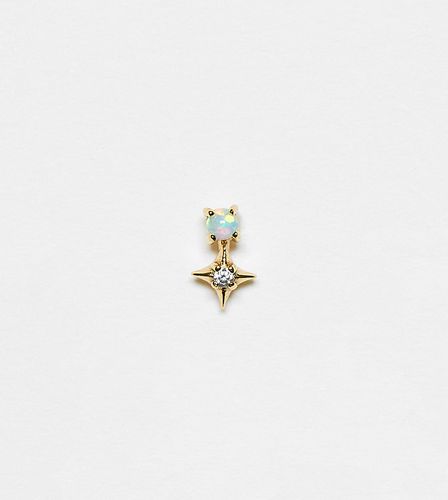 Boucle d'oreille vendue seule en argent massif plaqué or 18 carats à opale et étoile cosmiques - Astrid & Miyu - Modalova