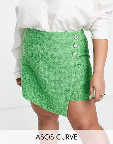 ASOS DESIGN Curve - Mini-jupe en bouclé avec boutons en strass - Asos Design - Modalova