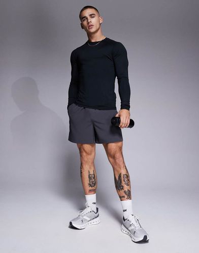 Icon - Short de sport 18 cm en tissu à séchage rapide avec poches zippées - Anthracite - Asos 4505 - Modalova