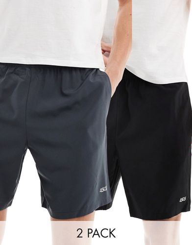 Lot de 2 shorts de sport 18 cm emblématiques à séchage rapide - Noir et anthracite - Asos 4505 - Modalova