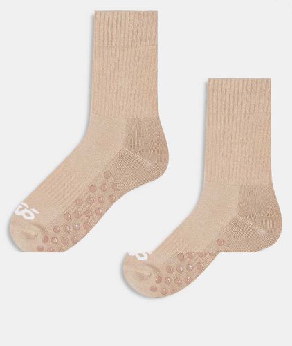 Lot de 2 paires de chaussettes de Pilates côtelées antidérapantes - Latte - Asos 4505 - Modalova