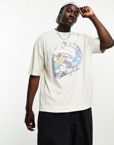 ASOS Dark Future - T-shirt oversize à imprimé tête de mort sur le devant - Écru - Asos Design - Modalova