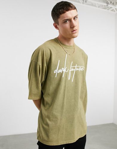ASOS Dark Future - T-shirt oversize avec logo - délavé - ASOS DESIGN - Modalova