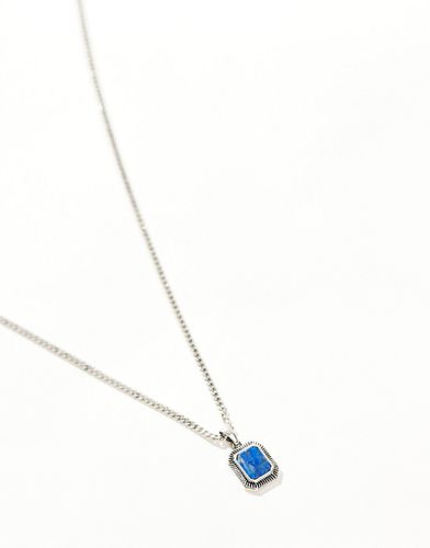 Collier avec pendentif carré à pierre de lapis lazuli semi-précieuse - Asos Design - Modalova