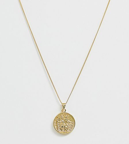 Collier avec pendentif médaillon de Saint-Christophe en argent massif plaqué or 14 carats - Asos Design - Modalova