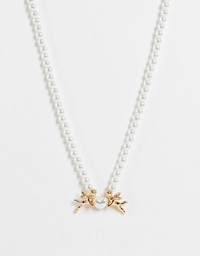Collier de perles avec motif chérubin - Doré - Asos Design - Modalova