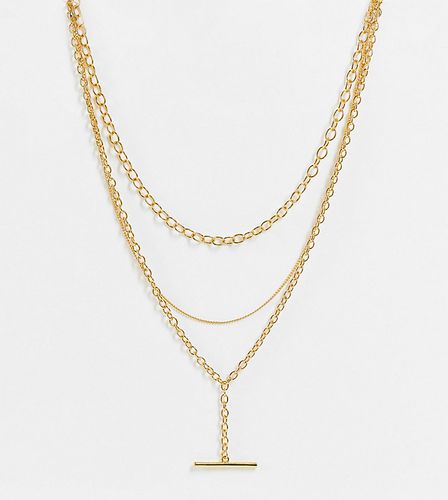 Collier en plaqué or 14 carats avec chaîne lariat et barre en T - Asos Design - Modalova