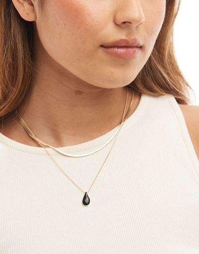 Collier multirang à pendentif en émail noir - Asos Design - Modalova