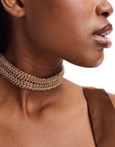 Collier ras de cou avec chaîne double-rang en maille serpentine - Asos Design - Modalova