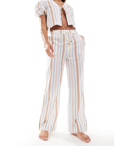 Carrie - Pantalon d'ensemble de plage large en coton à rayures - Asos Design - Modalova