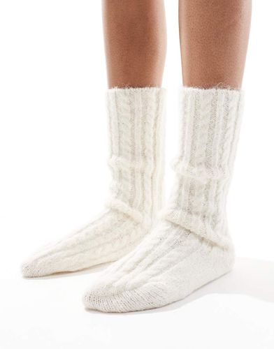 Chaussettes confort en maille torsadée épaisse - Beige - Asos Design - Modalova