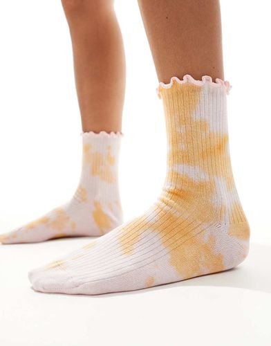 Chaussettes à motif tie dye avec bord à volants - Asos Design - Modalova