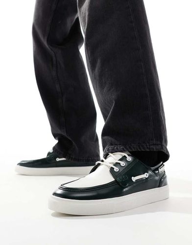 Chaussures bateau en similicuir - Vert/blanc - Asos Design - Modalova