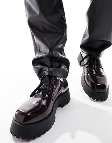 Chaussures chunky en similicuir à lacets - Bordeaux - Asos Design - Modalova