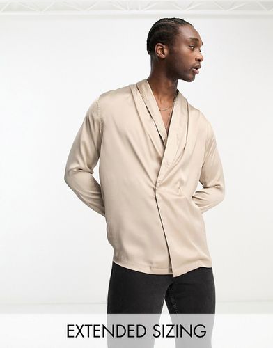Chemise coupe décontractée en satin à double boutonnage et col châle - Asos Design - Modalova