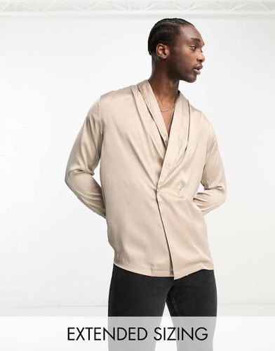 Chemise coupe décontractée en satin à double boutonnage et col châle - Asos Design - Modalova