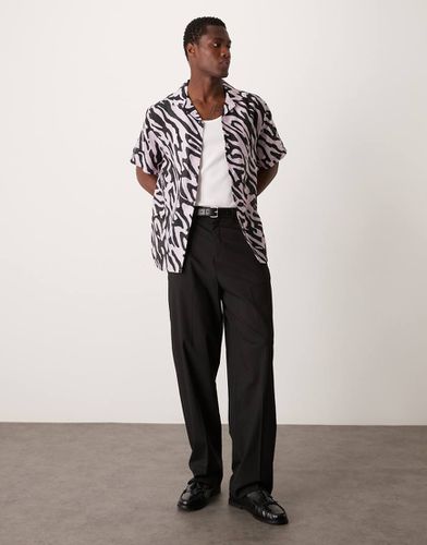 Chemise décontractée avec col à revers et imprimé zébrures - Lilas et noir - Asos Design - Modalova